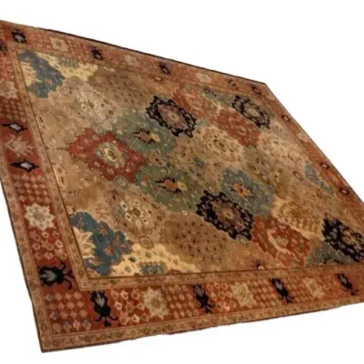 Area Rug 94.5 X 114 In Blues & Burgundy 