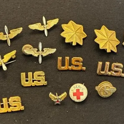 WWII Era US Army Pins - Major, Captain, Wings 