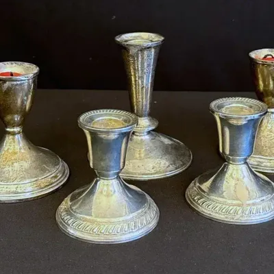 Sterling Silver weighted candlesticks 
