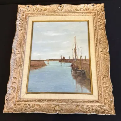 Georges Huet The Entrance of the Port of Saint-Vaast-la-Hougue **WITH RESERVE**