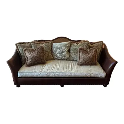 2012 Massoud, custom made leather couch in Dallas - bottom cushion recently recovered **WITH RESERVE