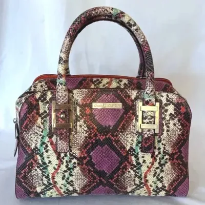Charles Jourdan Python/Snakeskin Embossed Leather Satchel