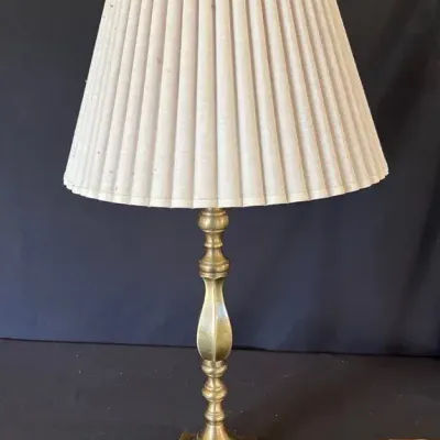 Vintage Traditional Brass Table Lamp with Pleated Shade
