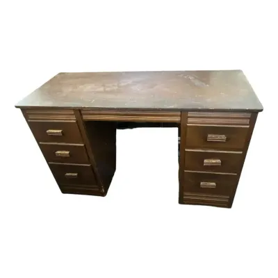 Vintage Double-pedestal Wooden Executive Desk
