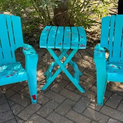 Children’s Plastic Adirondack Chairs And Folding Table
