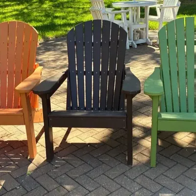 Set Of 3 Poly Adirondack Slat Seat Chairs  