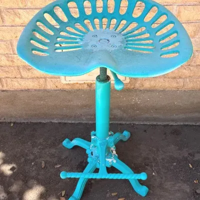 Teal industrial tractor adjustable Seat/bar Stool - Lot 2 