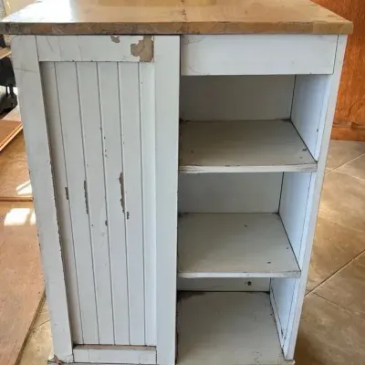 Wooden Rolling Table With Shelves
