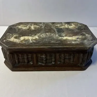 Vintage Genuine Incolay Stone Jewelry/Trinket Box