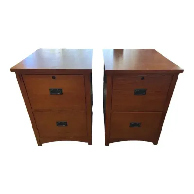 Whalen Furniture Mission Style 2-Drawer Oak File Cabinets - Set Of 2
