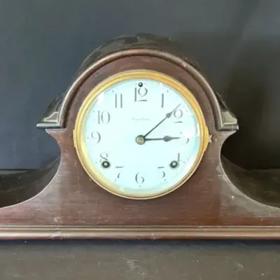 Antique E. Ingraham Tambour Mantel Clock – Mechanical Time & Strike