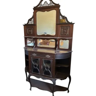7ft Antique Entry Cabinet - Dark Wood 