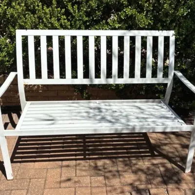 White Metal Garden Bench