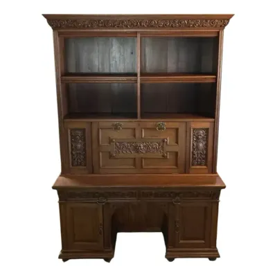 T. Simpson & Sons Victorian-era Bureau Secretary Bookcase Cabinet