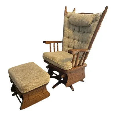 High Wingback Swivel Glider With Ottoman Lot 1