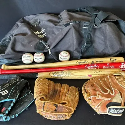 Vintage Louisville, Slugger, Baseball Bat And Glove Collection