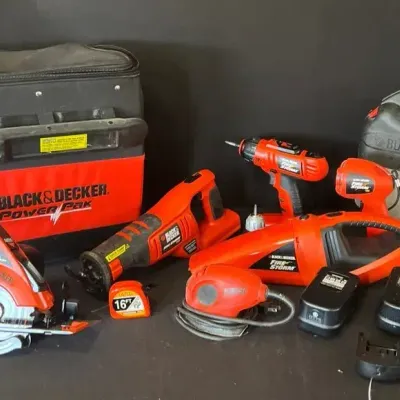 Black & Decker Cordless Power Tool Set – 6 Tools, 3 Batteries, Charger & Cases