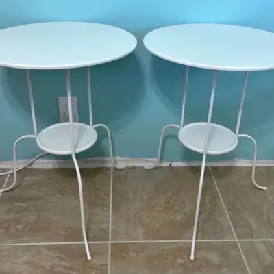 Pair of LINDVED IKEA Metal White Tables 