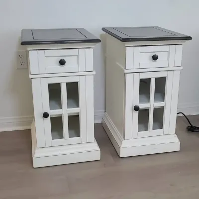 End Table Set with Storage and Built-In Outlets