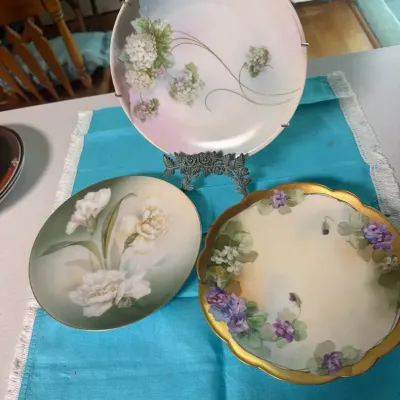 Vintage Hand-Painted Floral Porcelain Plates – Set of 3