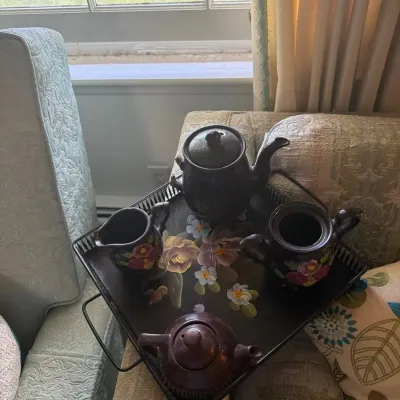 Vintage Hand-Painted Floral Tea & Serving Set – Teapots, Cream & Sugar with Tray