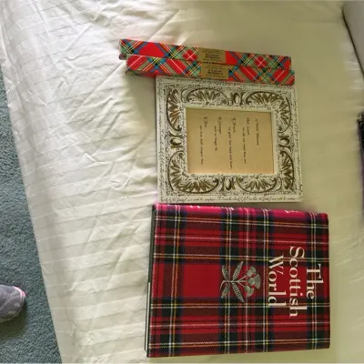 Scottish Heritage Collection – Stanley Whyte Porridge Spurtles, Scottish World Book & Framed Verse