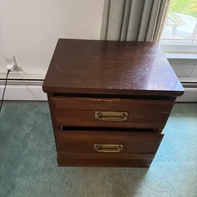 Vintage Mid-Century 2-Drawer Wood Nightstand / Bedside Table