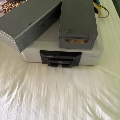 Sentry 1160 Fire-Safe Chest & 2 Vintage Metal Lock/Document Boxes