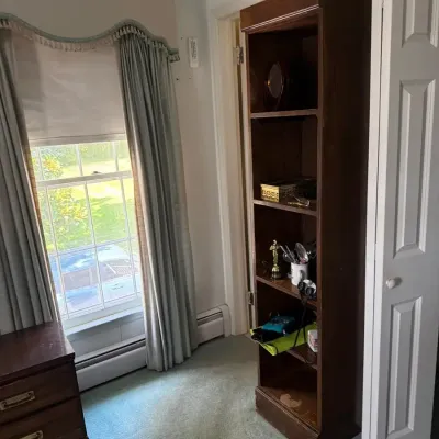 Tall Narrow Wood 5-Shelf Bookcase / Display Cabinet