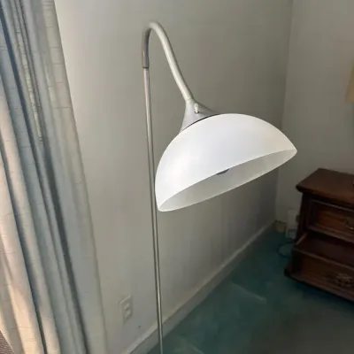 Modern Brushed Nickel Arc Floor Lamp with Frosted Plastic Shade