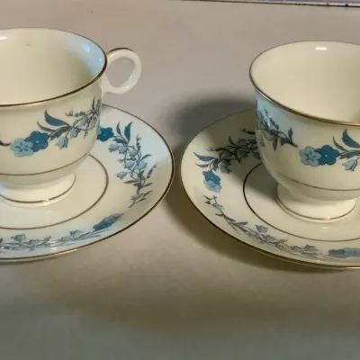 Vintage Clinton Blue Floral Cup & Saucer Set – Made in America