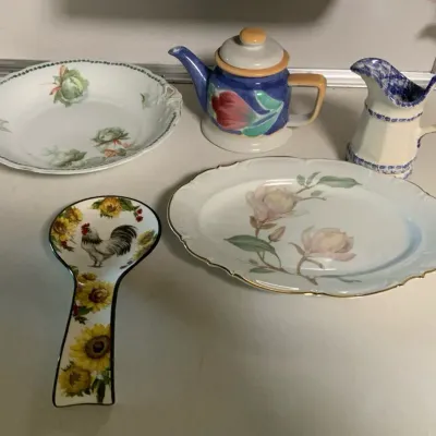 Vintage & Decorative Porcelain Serving Lot – German Carmen & Magnolia 1948 Floral China, Coffee Pot 