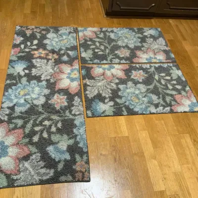3-Piece Floral Kitchen Rug Set with Runner & Accent Mats
