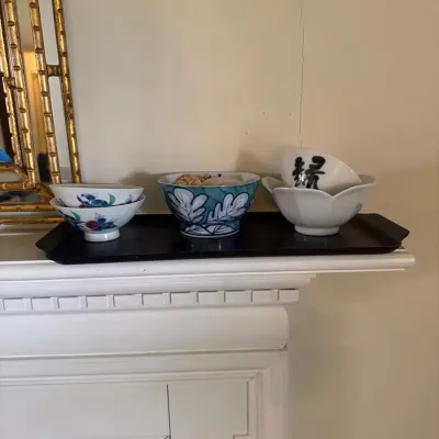 Asian-Style Decorative Porcelain Bowl Lot – Floral & Calligraphy Designs