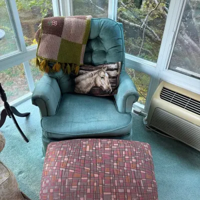 Upholstered Armchair with Coordinating Ottoman