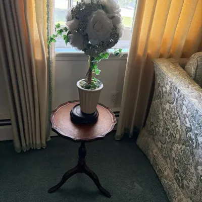 Vintage Mahogany Pedestal Accent Table with Scalloped Top