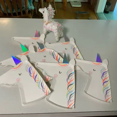 Unicorn Party Plates & Mini Piñata Lot