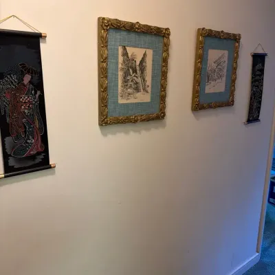 Asian-Inspired Wall Art Collection – Geisha Textile & Ornate Framed Prints  Description: