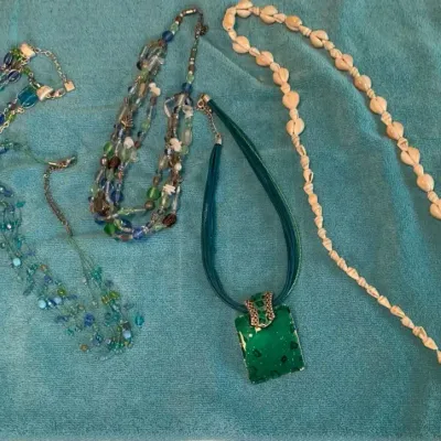 Assorted Blue, Green & Shell Statement Necklace Lot