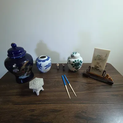 Andrea by Sadek Asian Décor Collection – Ginger Jars, Porcelain Figures & Scenic Plaque