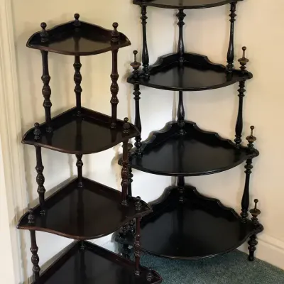 Set of two Dark Wood Vintage Corner displays