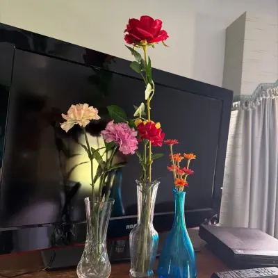 Assorted Decorative Glass Bud Vases – Clear & Cobalt Blue