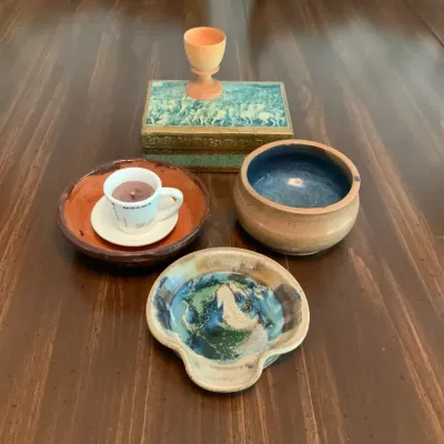 Vintage Studio Pottery & Decorative Box Lot – Bowls, Dish, Candle & Trinket Box