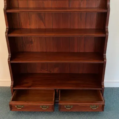 Traditional Wood Display Bookcase with Open Shelves & Two Drawers