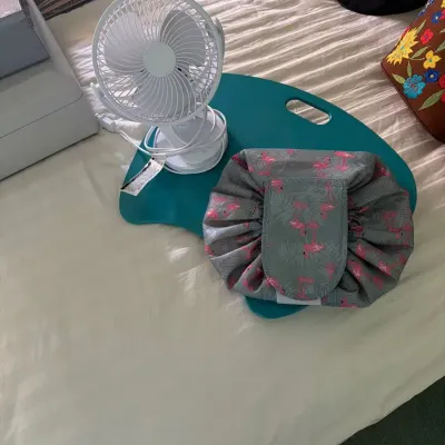 Bedside Comfort Lot – Lap Desk, Clip-On Fan & Flamingo ice pack Bag