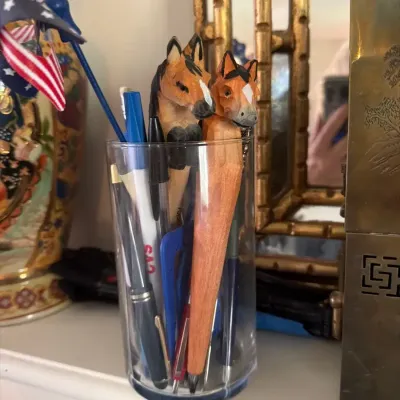 Assorted Novelty Pens & Pencils with Decorative Horse, Fox & Patriotic Toppers