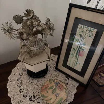 Vintage Dynasty by Gail Handcrafted Macau Floral Sculpture with Asian Décor
