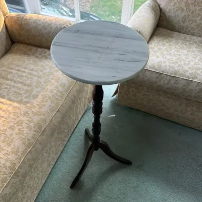 Marble-Top Pedestal Accent Table