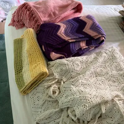 Vintage Crochet & Knit Throw Blanket Collection – 4 Assorted