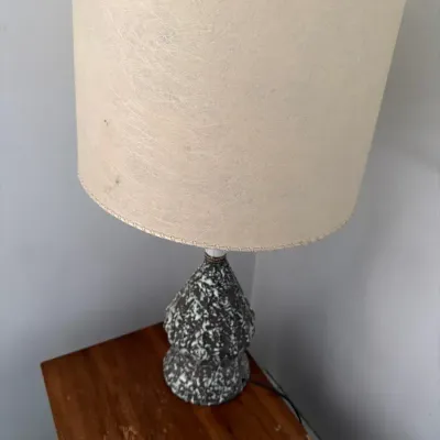 Vintage Mid-Century Splatter Glaze Ceramic Table Lamp with Shade